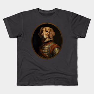 Victorian Noble Golden Retriever - Oil Painting Style Kids T-Shirt